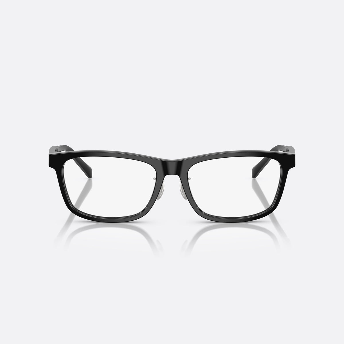 Prada PR B08VD 16K1O1 eyeglasses, black visor frame for men, plain bridge, integrated design, brand lettering on temples, front view