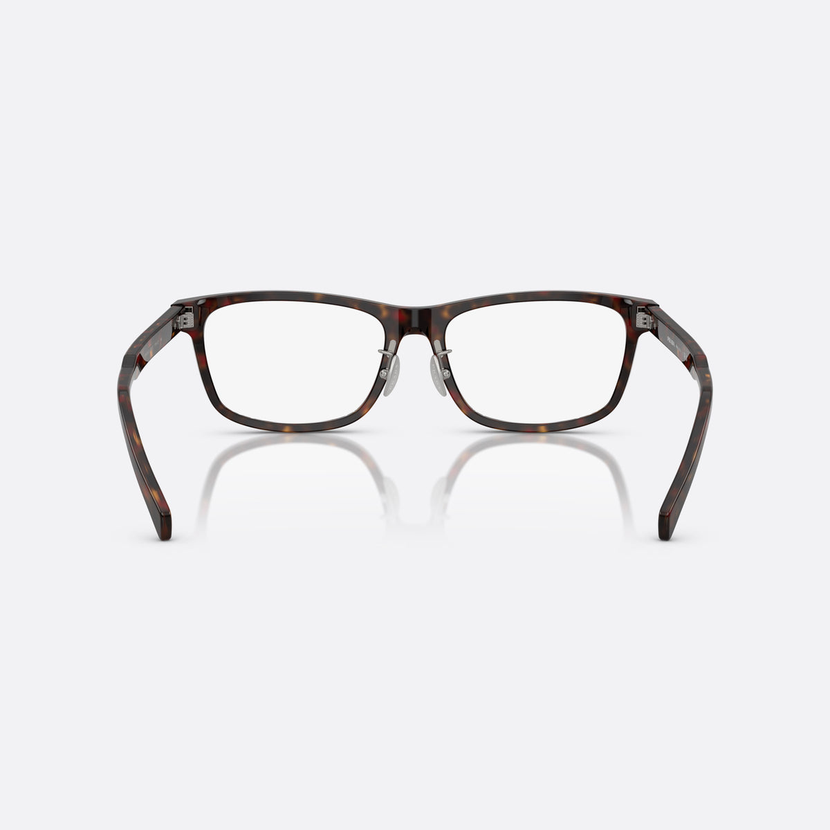 Prada PR B08VD 17N1O1 eyeglasses, havana visor frame for men, brand lettering on temples, full-rim thick acetate frame, back view