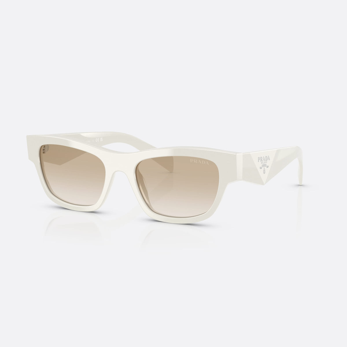 Prada PR B09S 26A80M sunglasses, pink butterfly frame for women, plain double bridge, brand logo on temple plaque