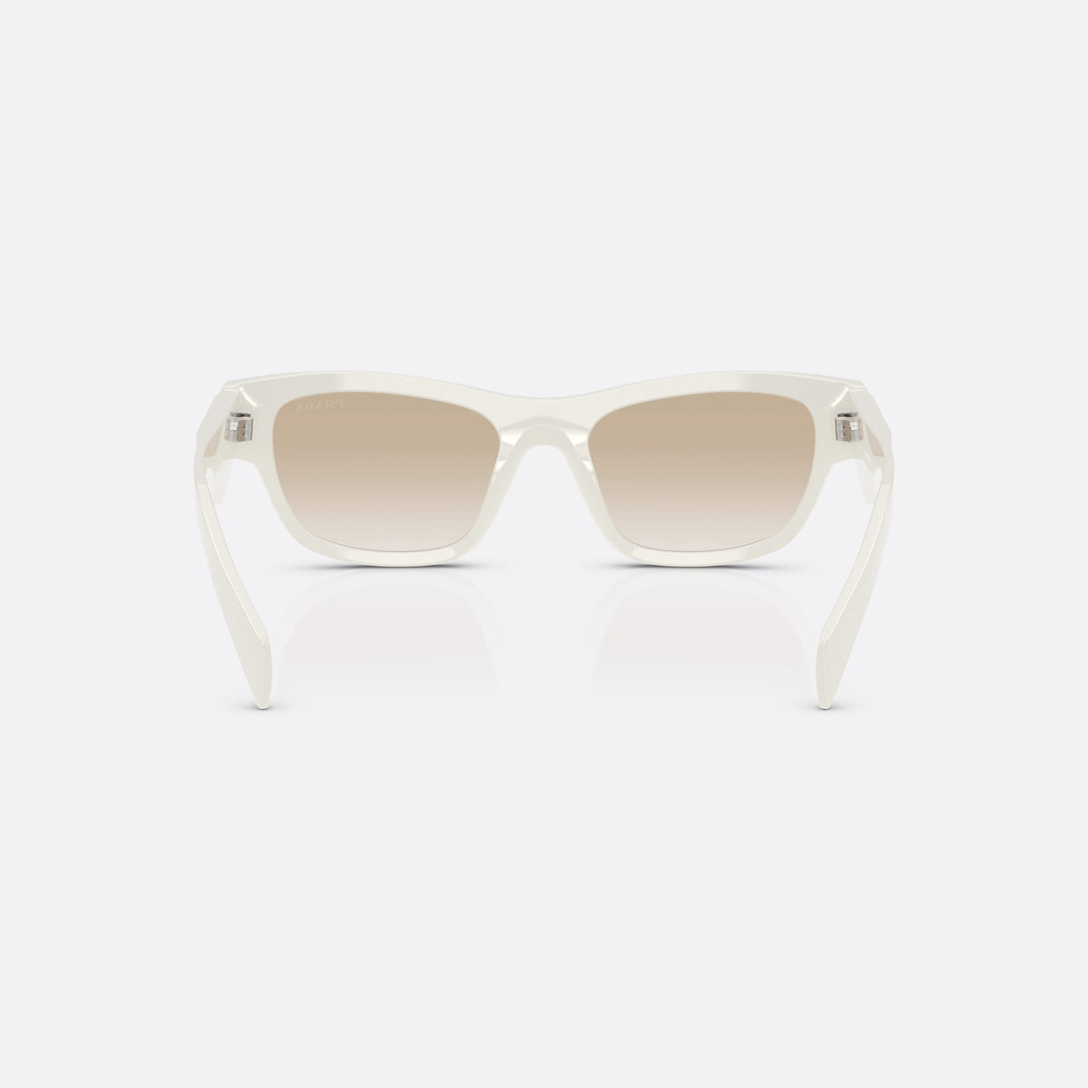 Ochelari de soare Prada PR B09S 26A80M, fluture roz, pentru femei, punte simplă cu două arcade, logo al brandului pe braț, vedere din spate