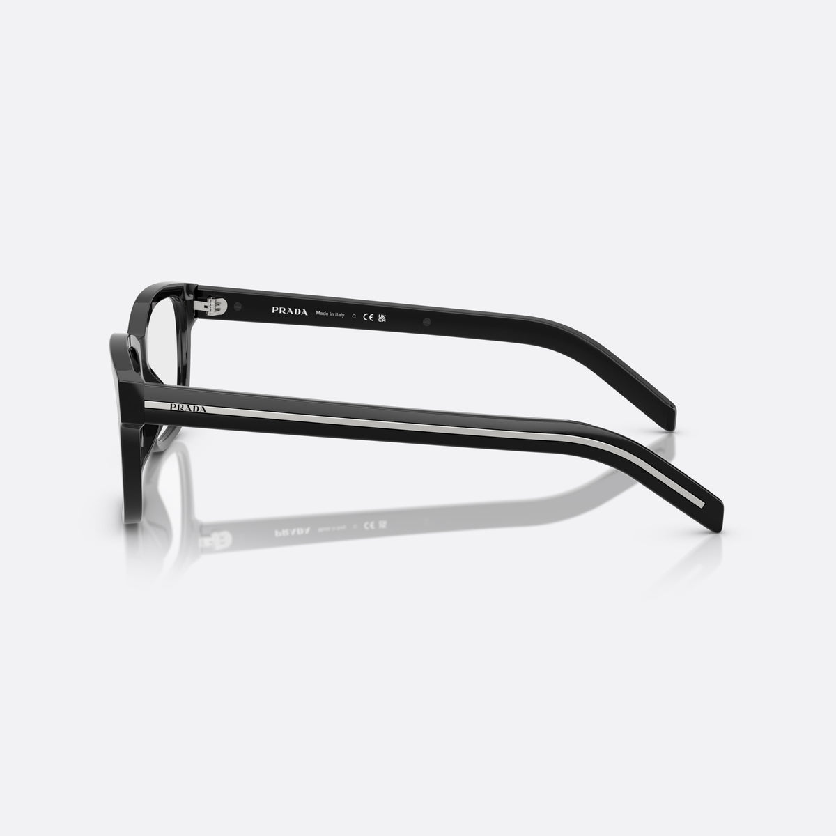 Rame ochelari de vedere Prada PR B10V 16K1O1, visor negru, pentru bărbați, punte simplă, integrată în față, ramă completă groasă, vedere laterală