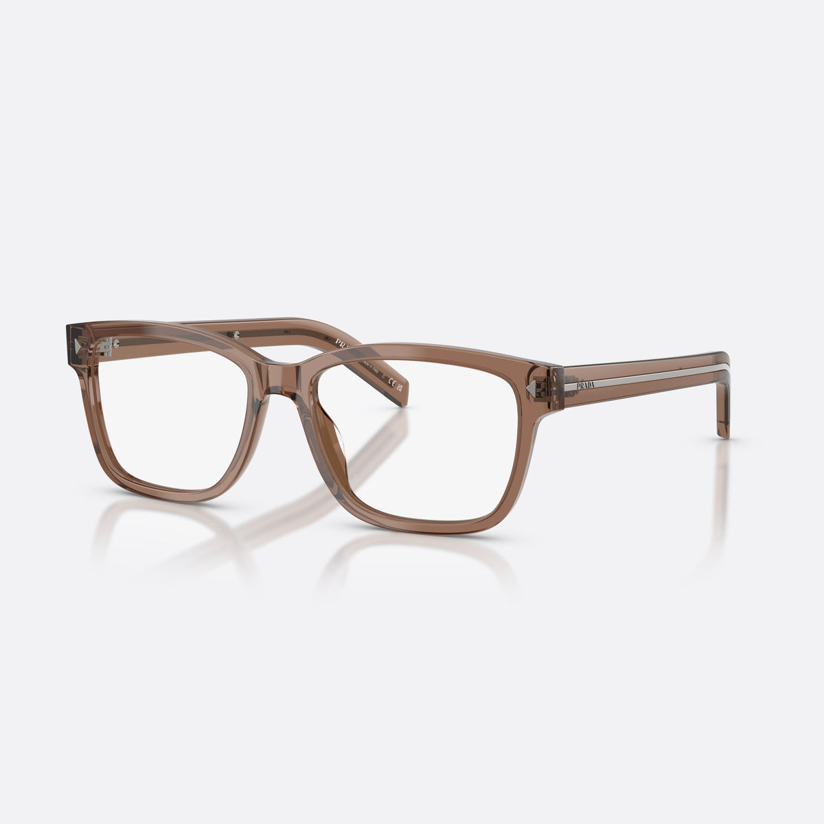 Rame ochelari de vedere Prada PR B10V 28I1O1, rectangulari transparent, pentru bărbați, punte simplă tip șa, literele brandului pe brațe