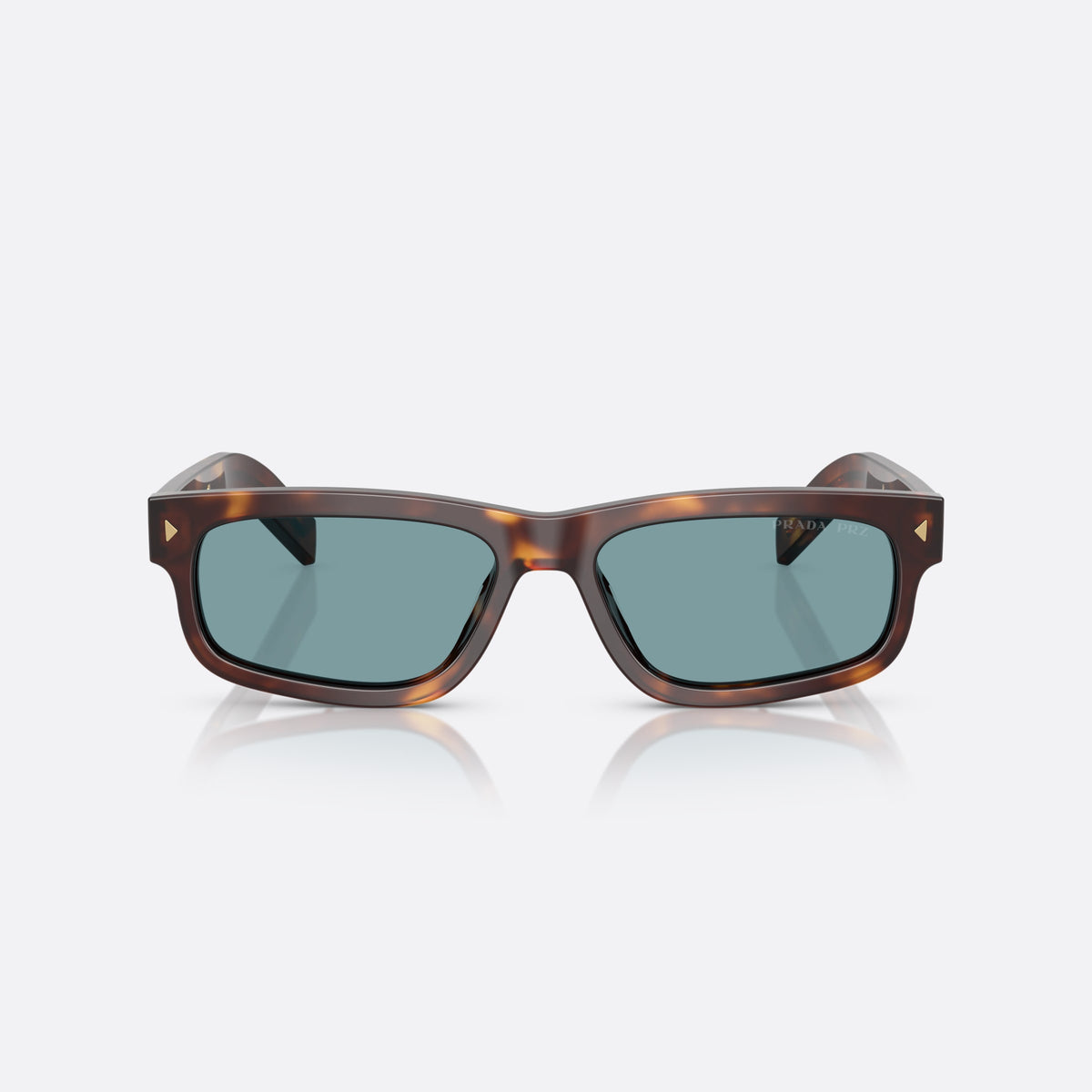 Prada PR B11S 15W04D sunglasses, havana rectangle frame for men, plain bridge, brand lettering on temples, full-rim frame, front view