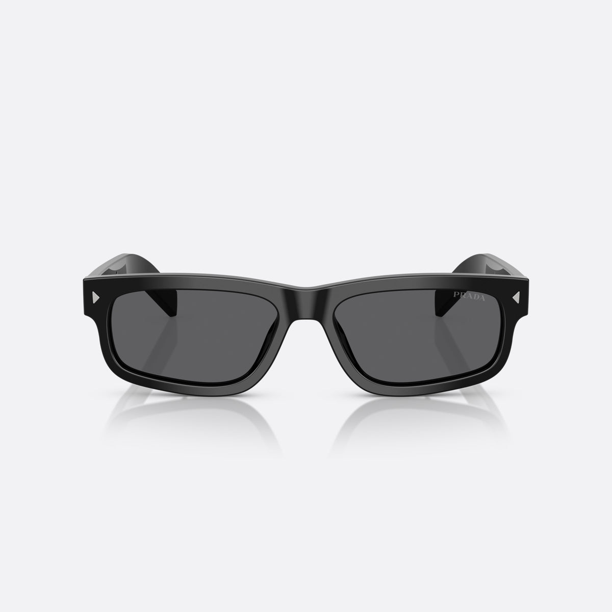 Prada PR B11S 16K731 sunglasses, black rectangle frame for men, plain integrated bridge, brand lettering on temples, front view