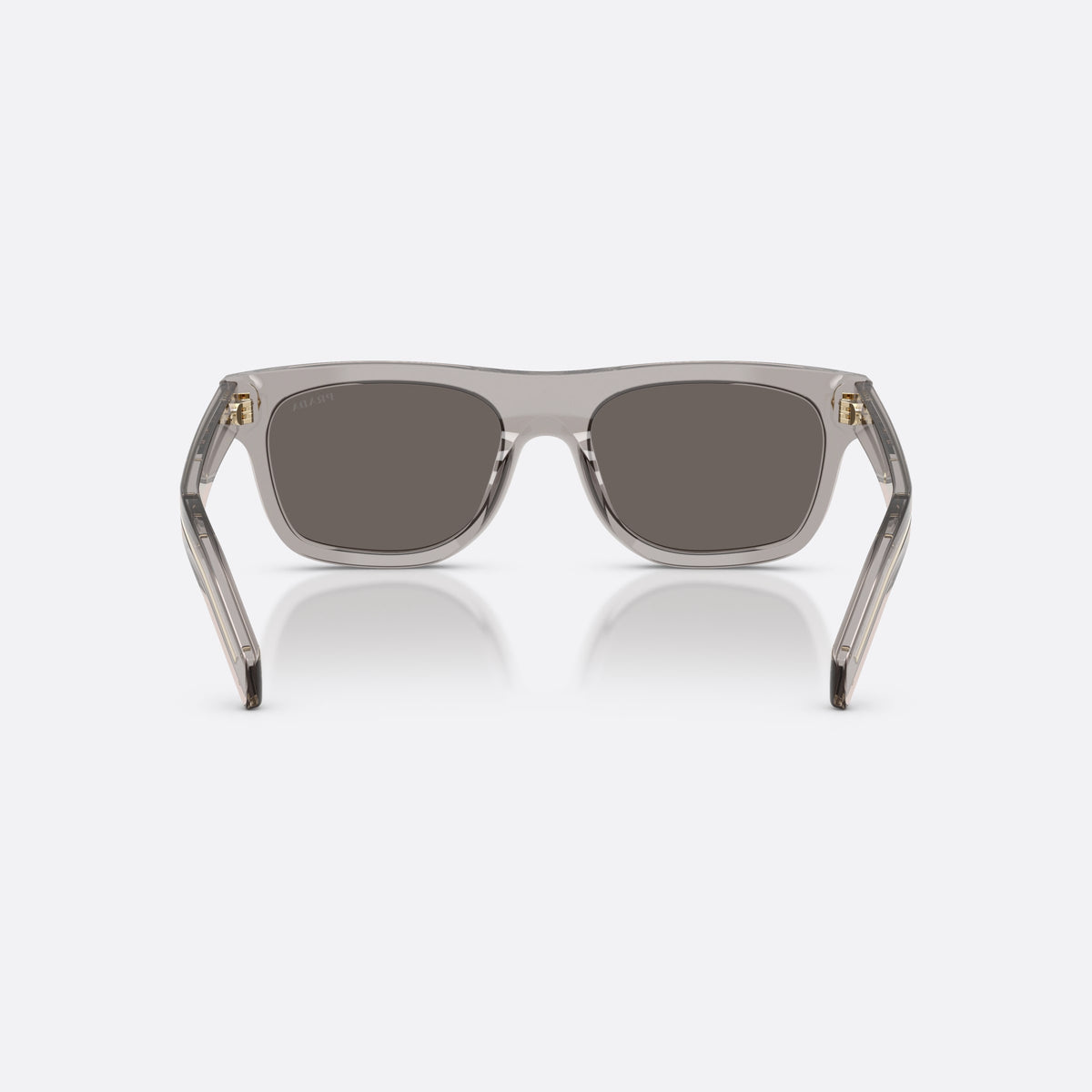 Prada PR B12S 10J70Z sunglasses, grey pillow frame for men, plain integrated bridge, brand lettering on temples, back view