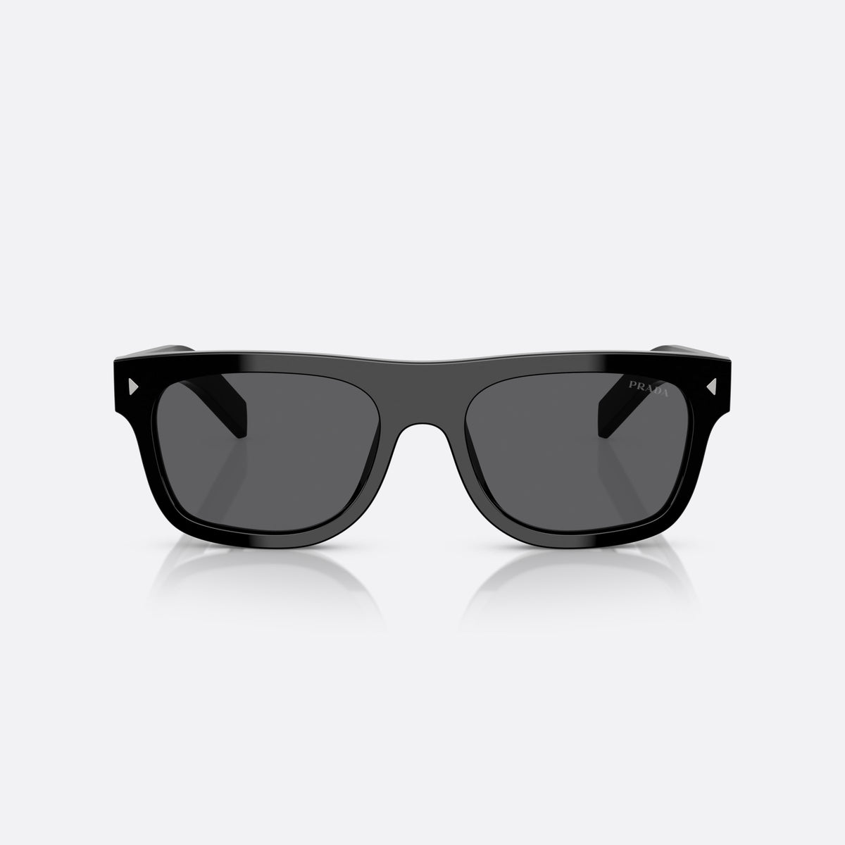 Prada PR B12S 16K731 BLGR sunglasses, black squared frame for men, keyhole bridge, brand lettering on the temples, front view