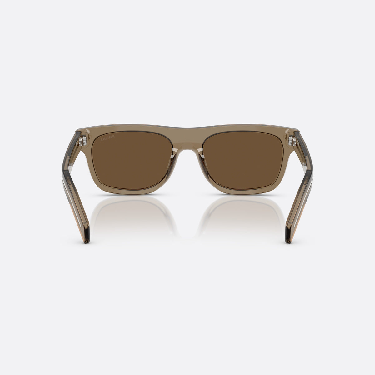 Prada PR B12S 18T70F BWBW sunglasses, brown squared frame for men, plain bridge with narrow top, full-rim frame, back view