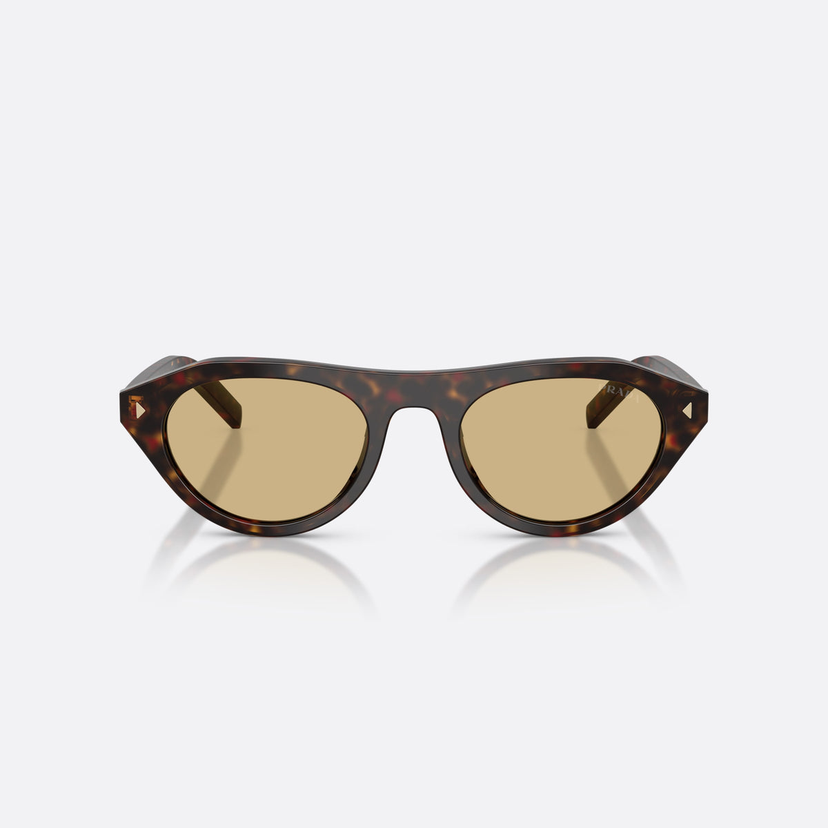 Prada PR B15S 17N70R sunglasses, havana irregular frame for women, plain bridge, integrated into front, solid tint lenses, front view