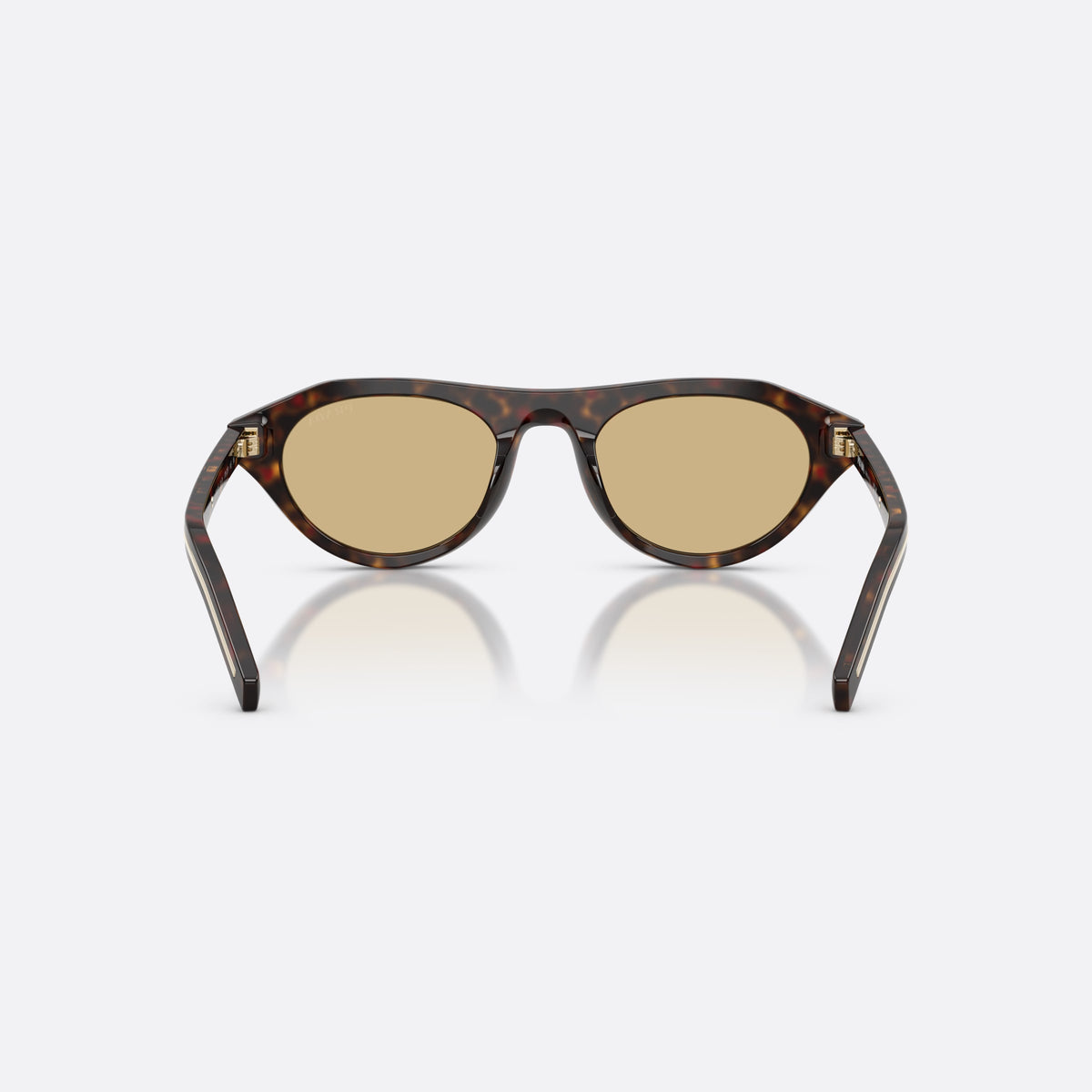 Prada PR B15S 17N70R sunglasses, havana irregular frame for women, plain bridge, integrated into front, solid tint lenses, back view