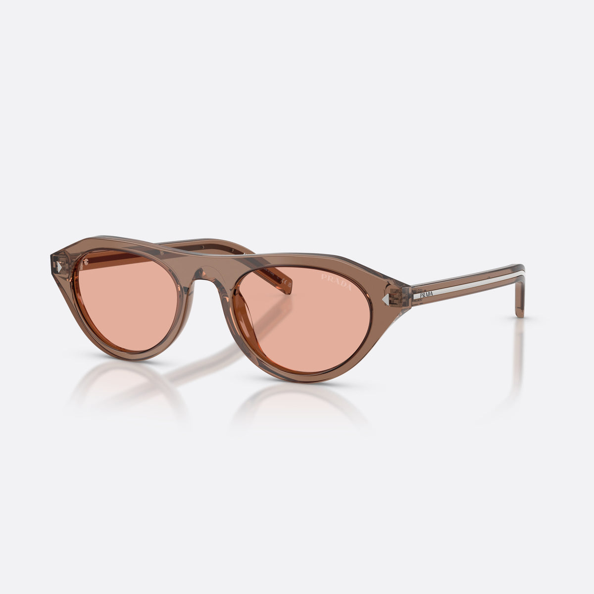 Prada PR B15S 28I50W sunglasses, clear irregular frame for women, plain bridge, integrated into frame, full-rim frame