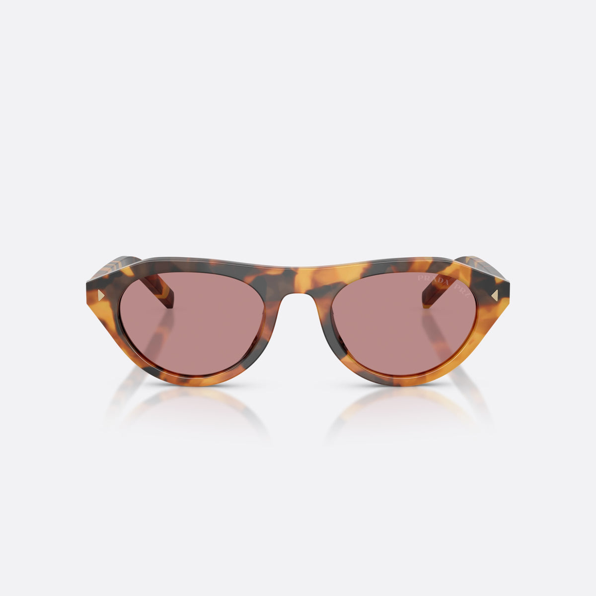 Prada PR B15S 29C05Z sunglasses, havana irregular frame for women, plain bridge, integrated into frame, full-rim frame, front view