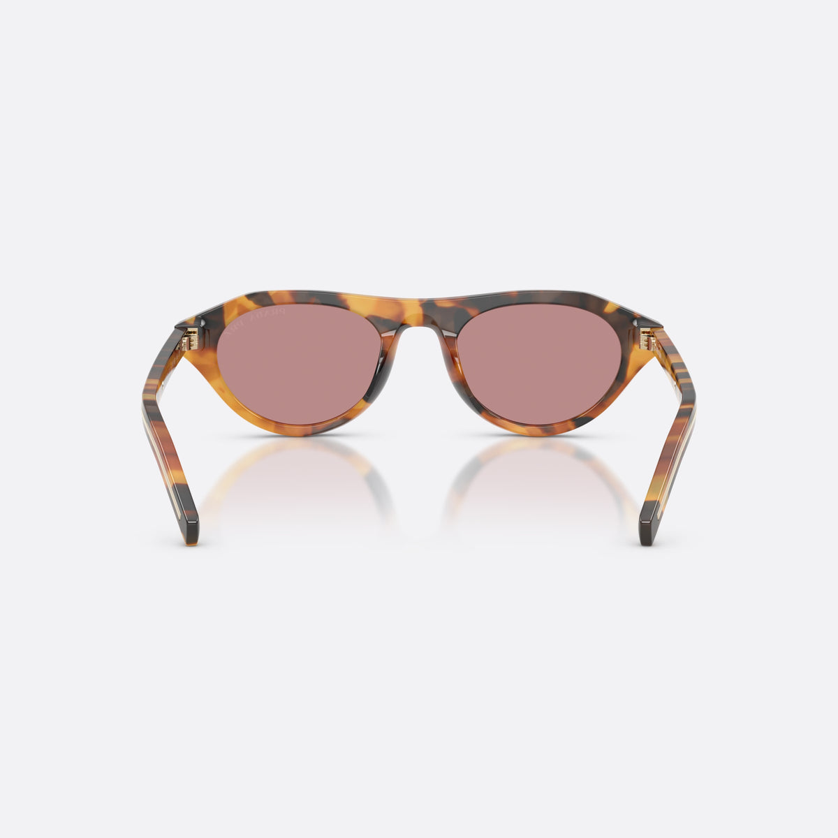 Prada PR B15S 29C05Z sunglasses, havana irregular frame for women, plain bridge, integrated into frame, full-rim frame, back view