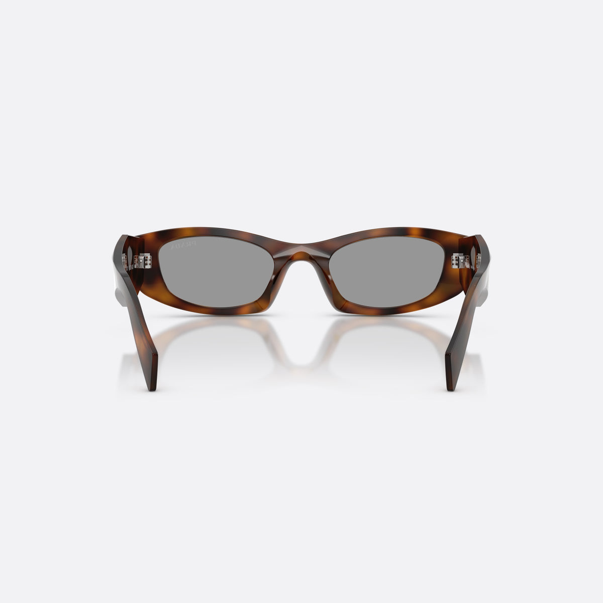 Ochelari de soare Prada PR B16S 20D50Q, ovali havana, pentru femei, punte simplă, literele brandului pe brațe, ramă completă, vedere din spate