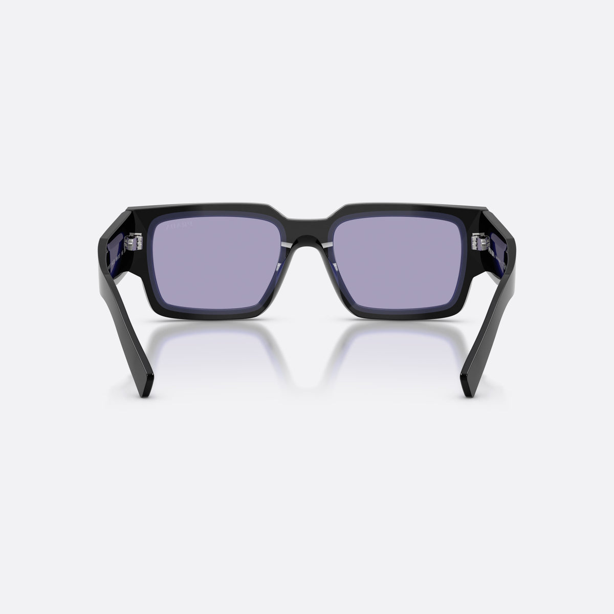 Ochelari de soare Prada PR B17S 16K01O, rectangulari negru, pentru bărbați, punte dublă simplă, litere ale brandului pe față, vedere din spate