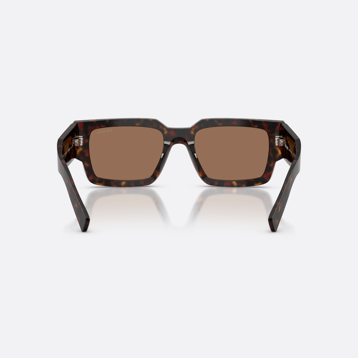 Prada PR B17S 17N06B sunglasses, havana rectangle frame for men, plain integrated bridge, brand lettering on temples, back view