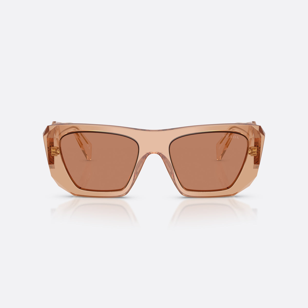 Prada PR B18S 28E90Q sunglasses, brown square frame for women, plain bridge with narrow top, front view