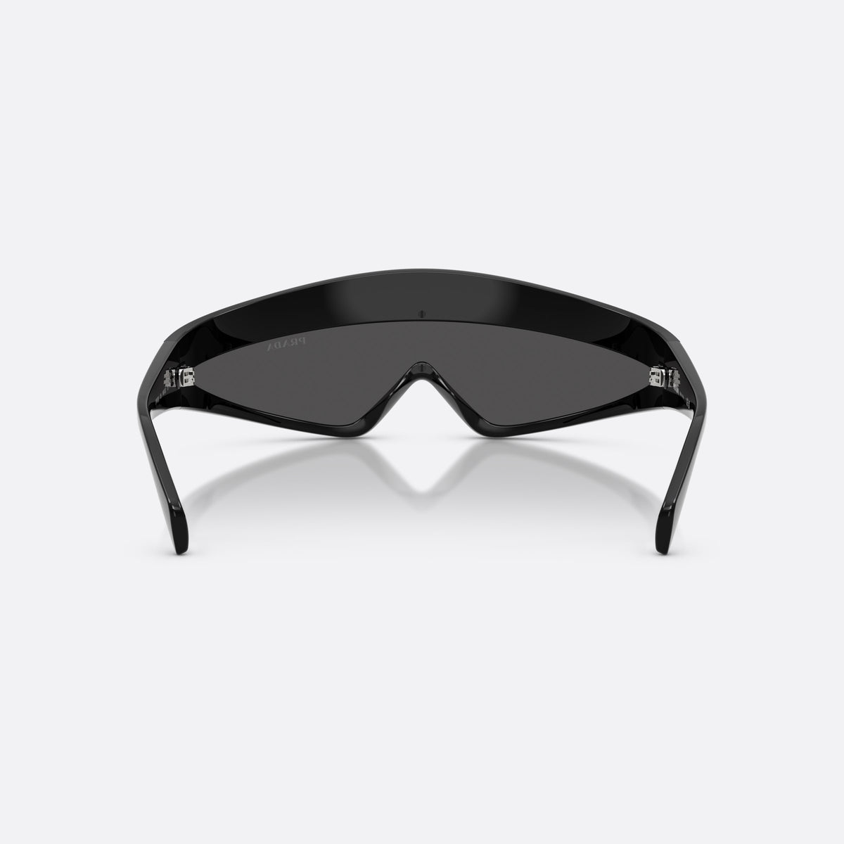 Prada PR B20S 1AB08Z sunglasses, black cat eye frame for women, integrated bridge with no visible pads, back view
