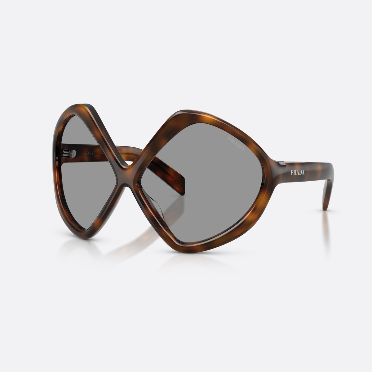 Ochelari de soare Prada PR B21S 20D50Q, neregulat havana, pentru femei, punte integrată simplă, literele brandului pe brațe