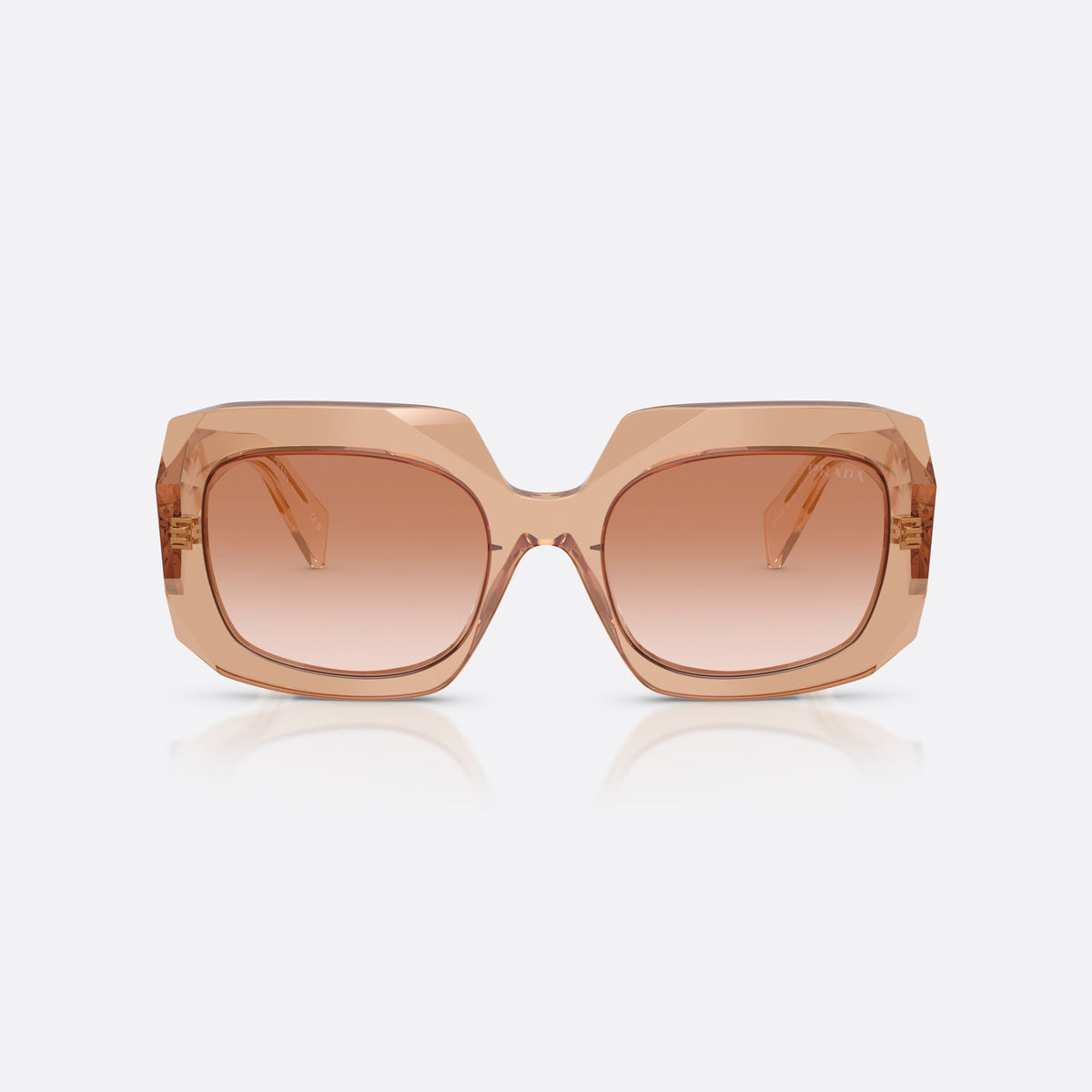 Prada PR B23S 28E50S sunglasses, brown square frame for women, keyhole bridge, brand lettering on the temples, front view