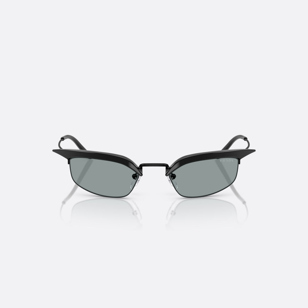 Ochelari de soare Prada PR B50S 1AB3C2, rectangulari negru, pentru femei, punte subțire din metal, literele brandului pe braț, vedere din față