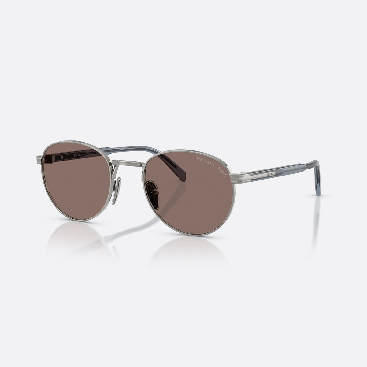 Prada PR B51S 5AV05C PBRD sunglasses, black oval frame for men, plain metal bridge, brand lettering on temples