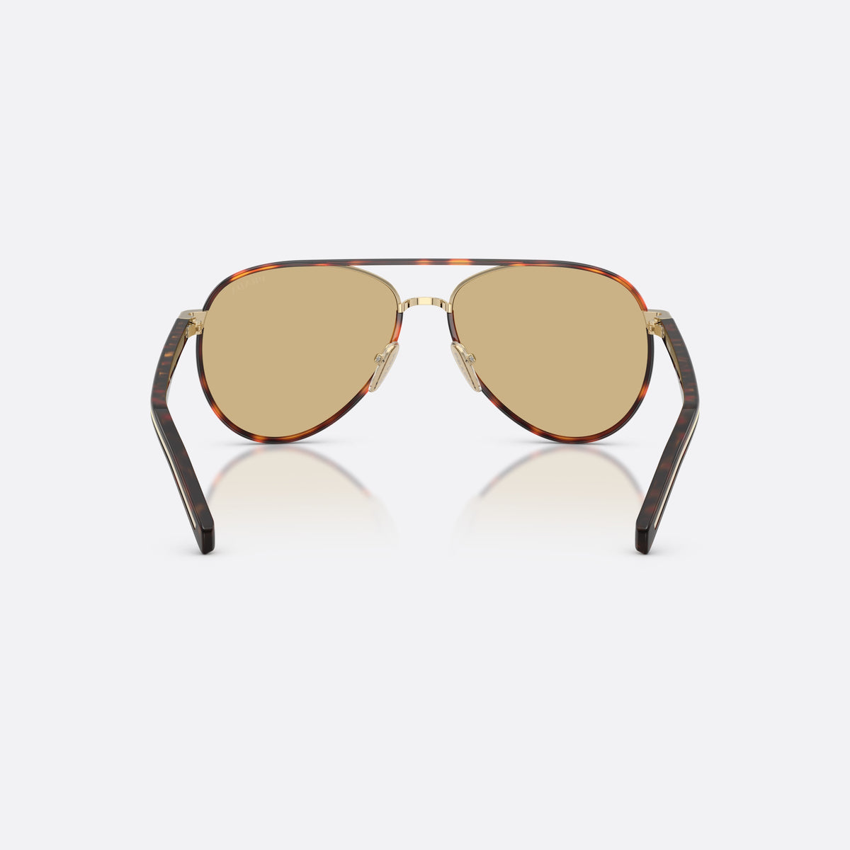 Prada PR B57S 21E10R sunglasses, gold pilot frame for women, double bridge with metal top bar, back view