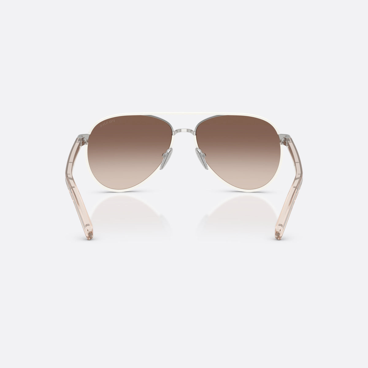 Prada PR B57S 23E10S sunglasses, silver pilot frame for women, double bridge with metal top, back view