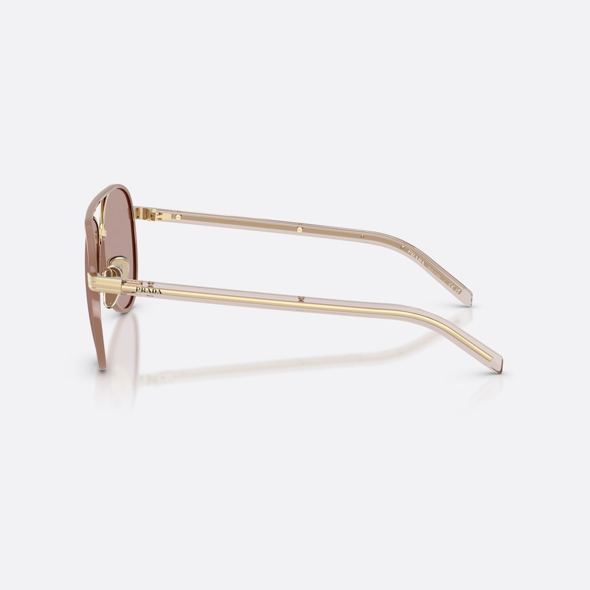 Ochelari de soare Prada PR B57S 24E20I, pilot auriu, pentru femei, punte dublă cu partea superioară metalică, ramă completă, vedere laterală