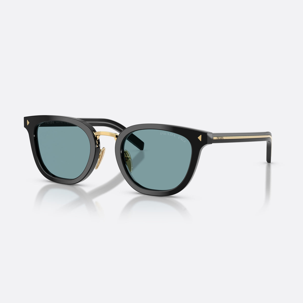 Ochelari de soare Prada PR C01SD 16K04D, cat eye negru, pentru bărbați, literele brandului pe brațe, ramă completă