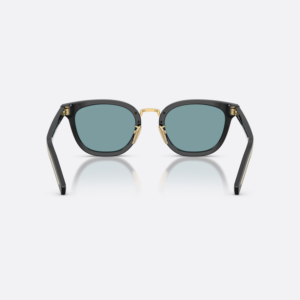 Prada PR C01SD 16K04D sunglasses, black cat eye frame for men, brand lettering on temples, slim flat temples, back view