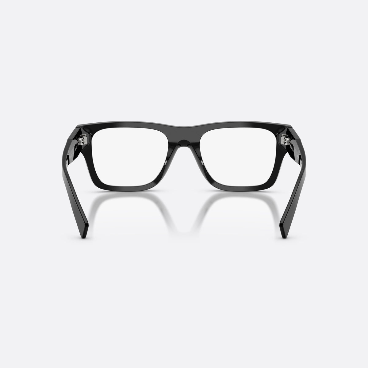 Rame ochelari de vedere Prada PR C01V 16K1O1, pillow negru, pentru bărbați, punte keyhole, literele brandului pe brațe, vedere din spate