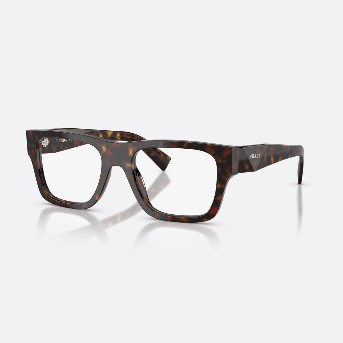 Rame ochelari de vedere Prada PR C01V 17N1O1, pillow havana, pentru bărbați, punte simplă tip șa, literele brandului pe brațe