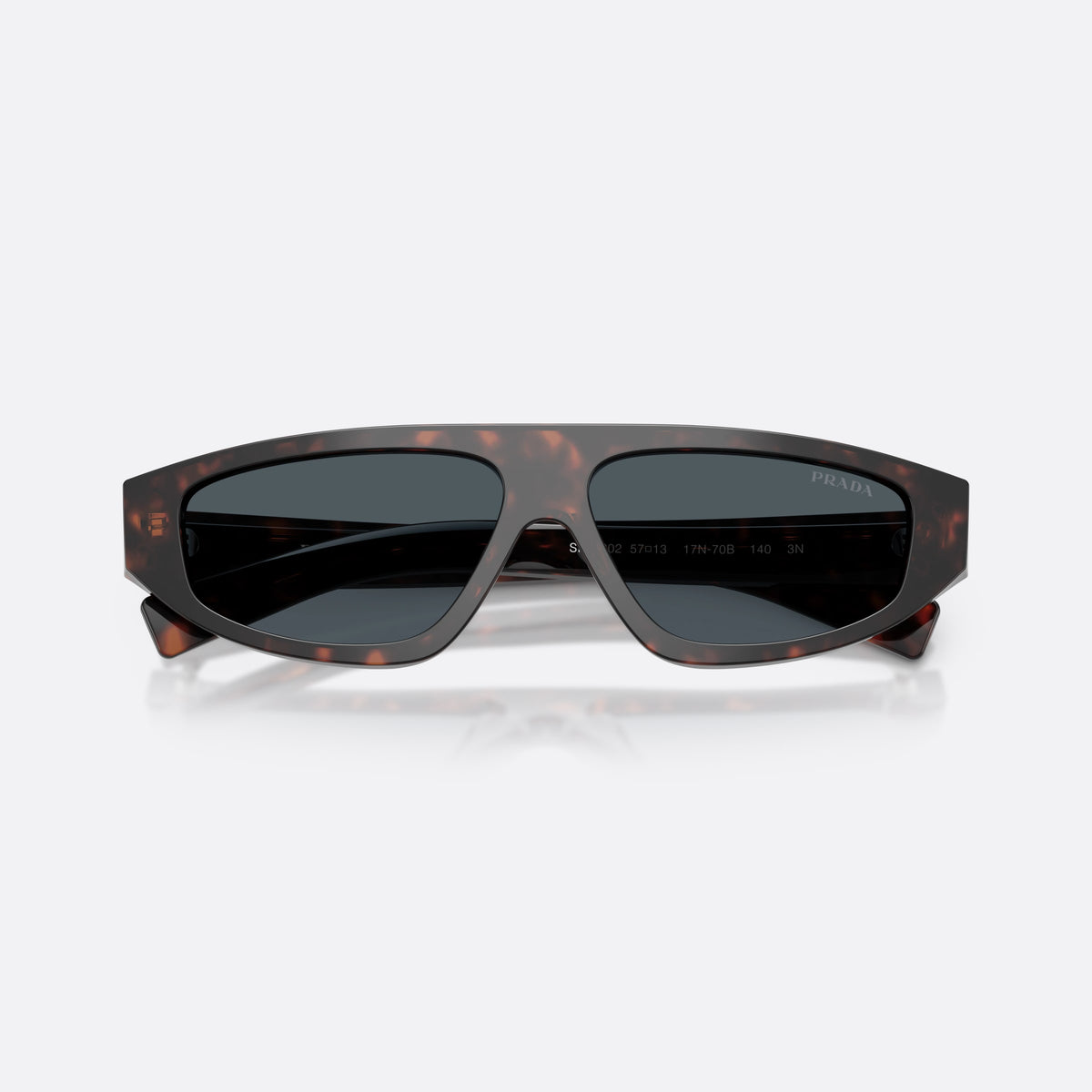 Ochelari de soare Prada PR C02S 17N70B, neregulat havana, pentru bărbați, punte simplă, integrată în față, ramă completă, cu brațele pliate