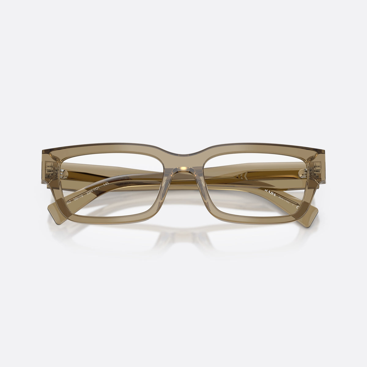 Rame ochelari de vedere Prada PR C02V 22H1O1, pillow maro, pentru bărbați, punte simplă, logo brand pe braț, brațe late conice, cu brațele pliate