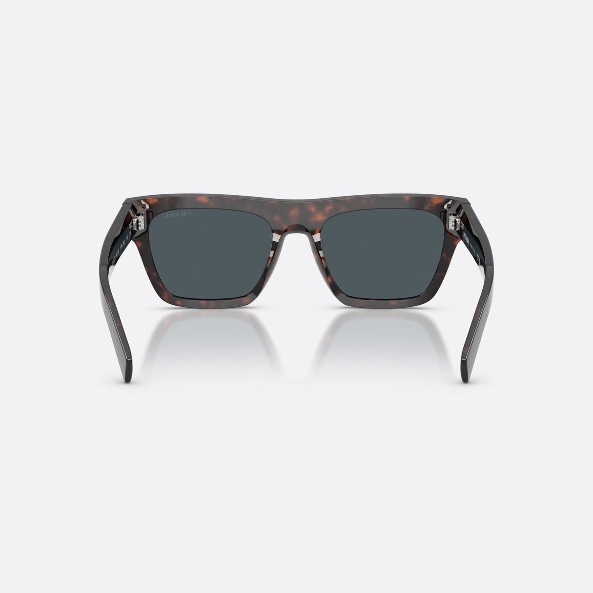 Prada PR C03S 17N70B sunglasses, havana rectangle frame for men, plain bridge, integrated into frame, full-rim thick frame, back view