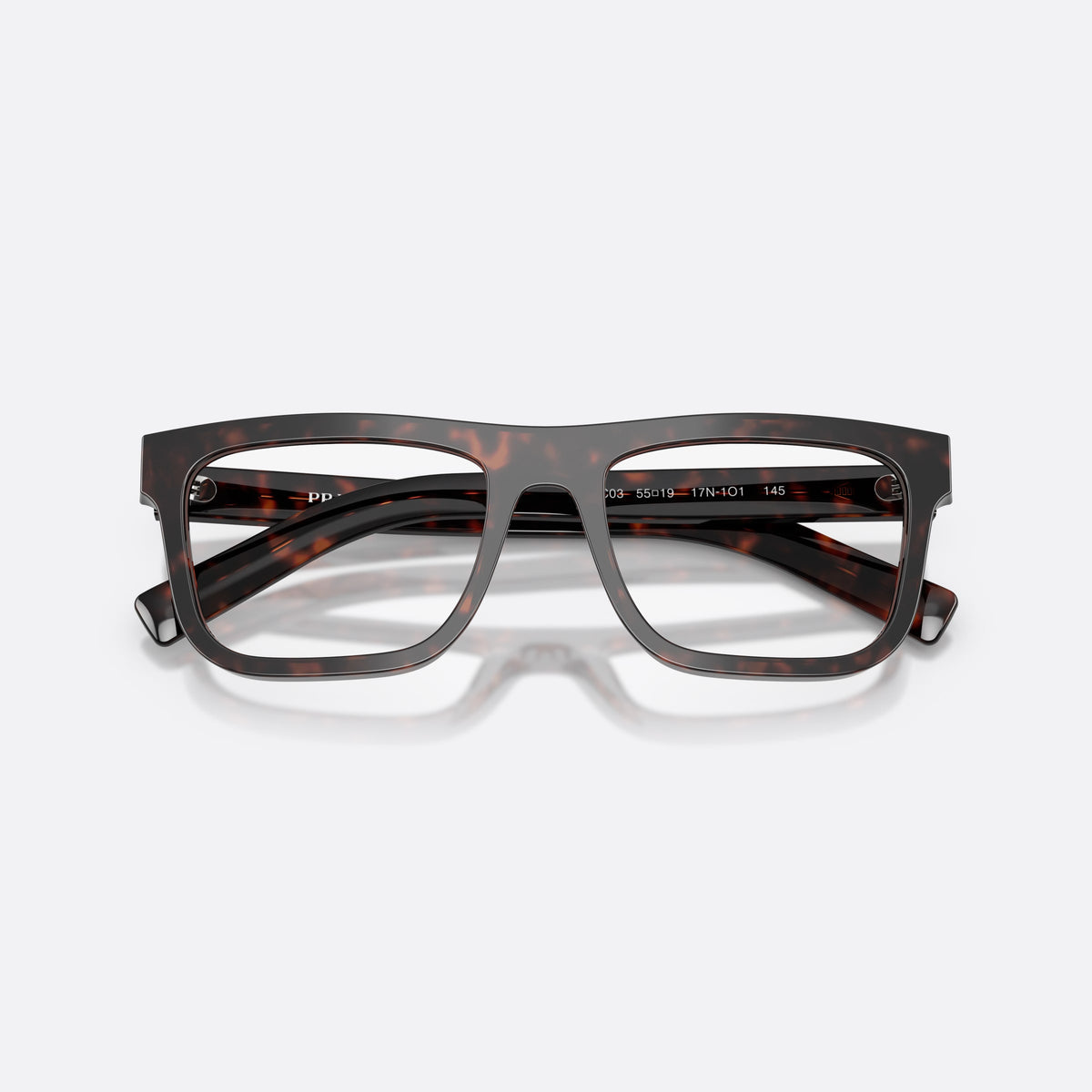 Rame ochelari de vedere Prada PR C03V 17N1O1, pillow havana, pentru bărbați, punte simplă, literele brandului pe braț, ramă completă, cu brațele pliate