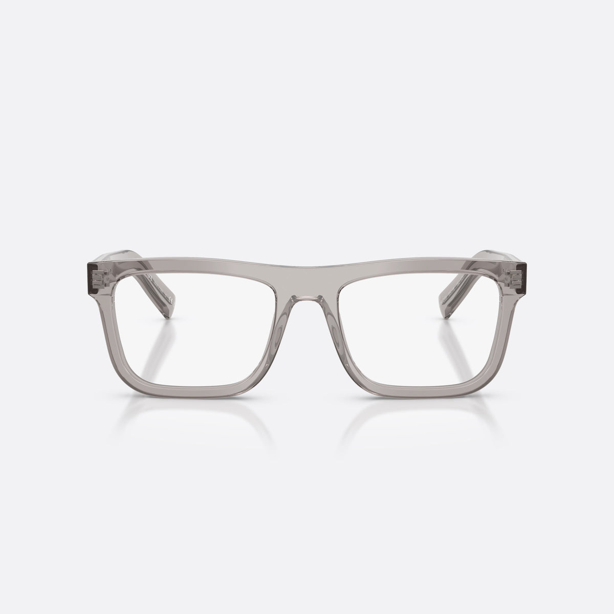 Prada PR C03V 18J1O1 eyeglasses, grey pillow frame for men, plain bridge, integrated into frame, full-rim frame, front view