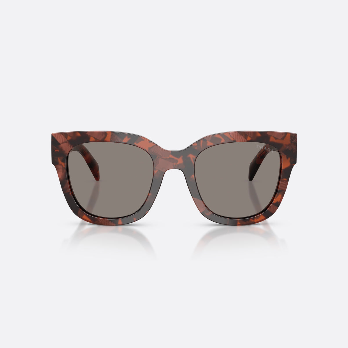 Prada PR C04S 23F80Q sunglasses, havana square frame for women, plain bridge, integrated into frame, full rim frame, front view
