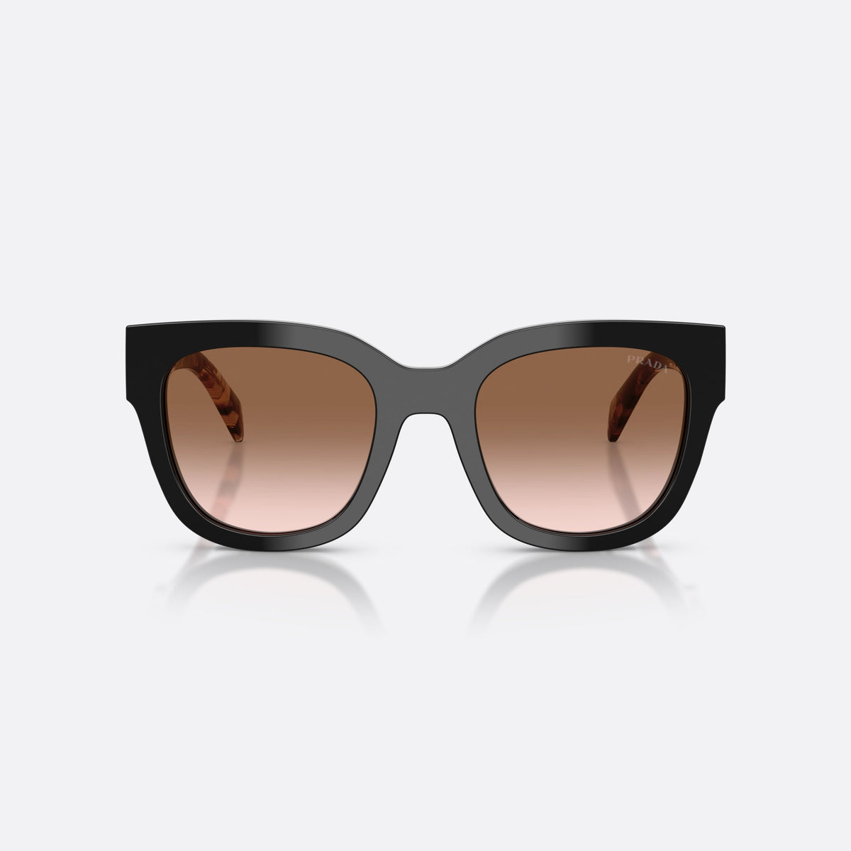 Ochelari de soare Prada PR C04S 28F90P, patrati negru, pentru femei, punte simplă, literele brandului pe brațe, ramă completă, vedere din față