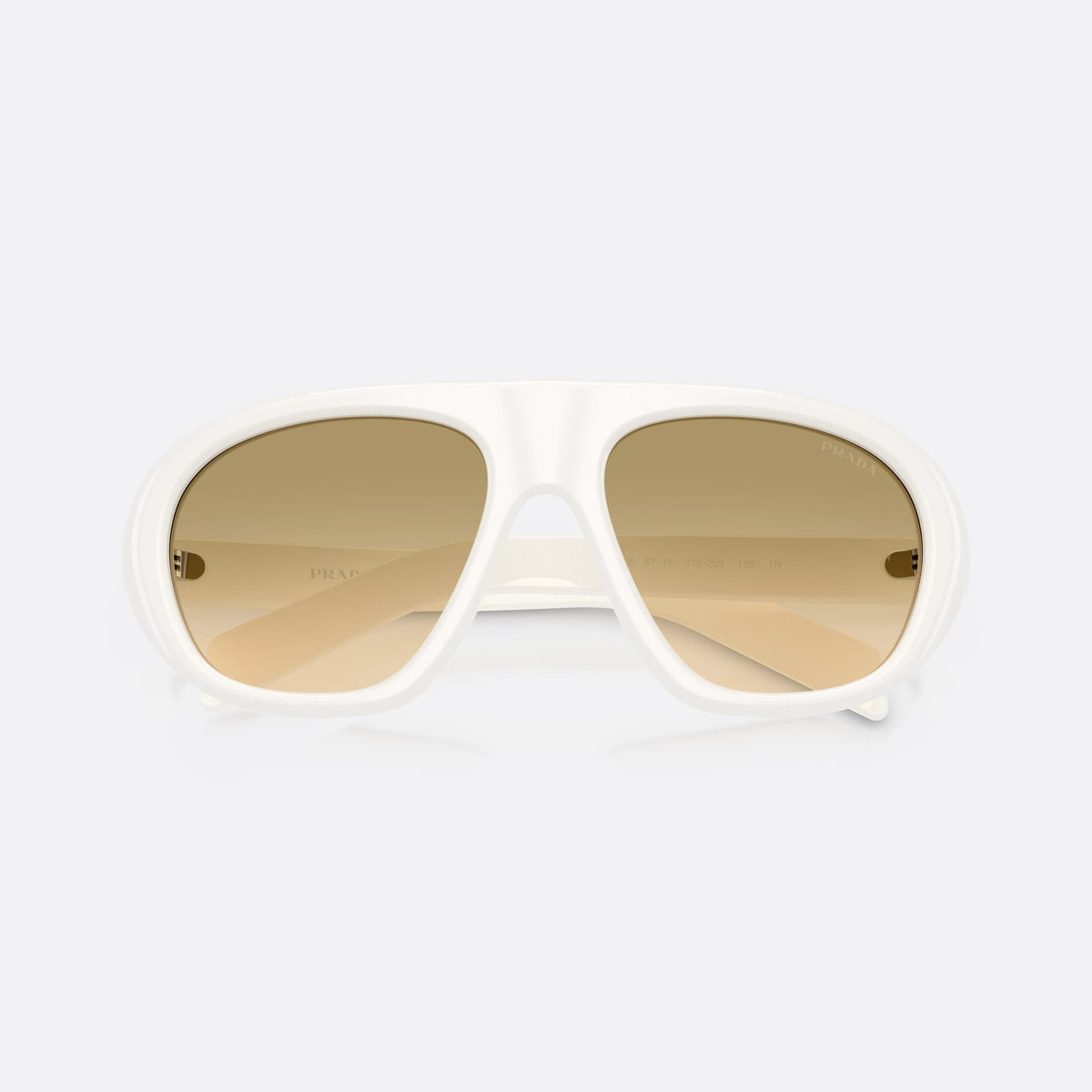 Ochelari de soare Prada PR C05S 17K20S, neregulat alb, pentru femei, punte dublă simplă, literele brandului pe brațe, cu brațele pliate