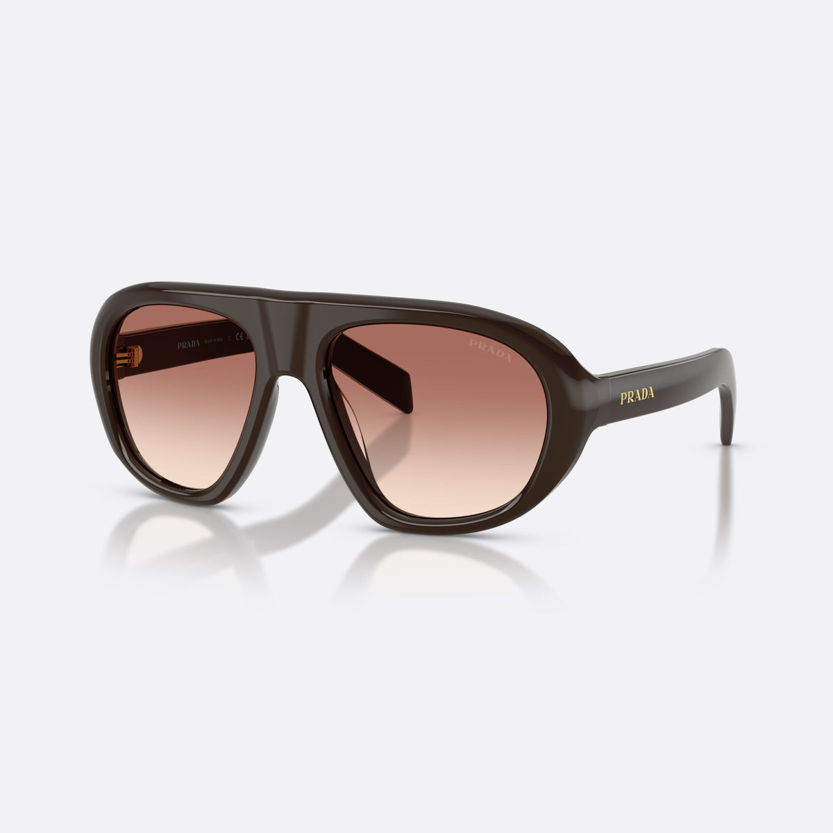 Ochelari de soare Prada PR C05S 27I70X, neregulat maro, pentru femei, punte integrată simplă, literele brandului pe brațe