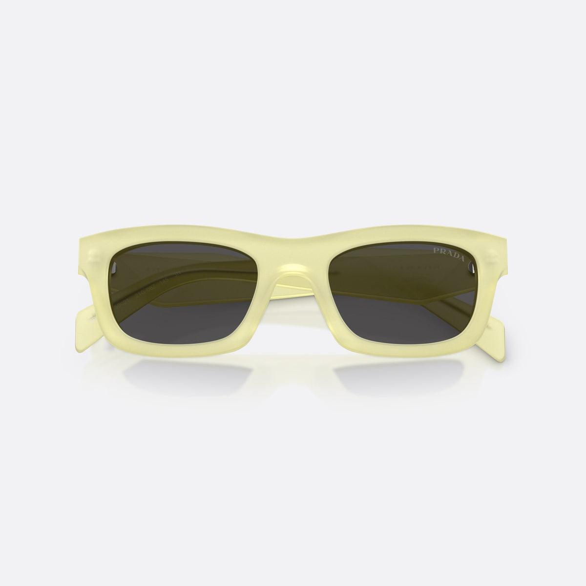 Ochelari de soare Prada PR C06S 21G08Z, pillow galben, pentru femei, punte simplă, literele brandului pe brațe, ramă completă, cu brațele pliate