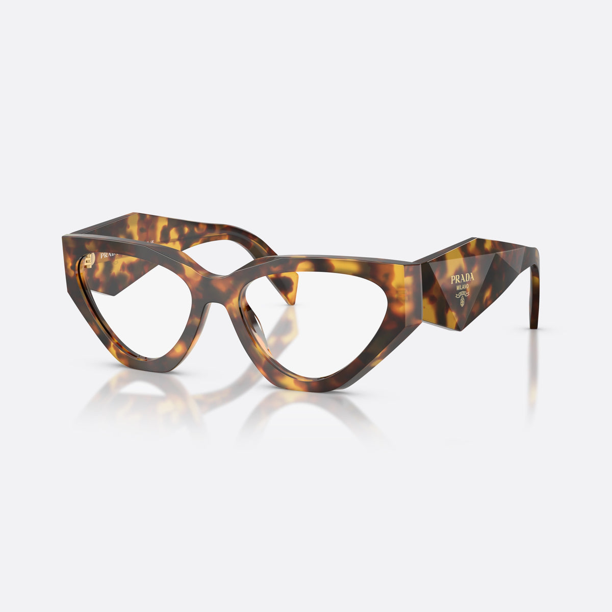 Rame ochelari de vedere Prada PR C07V 14L1O1, neregulat havana, pentru femei, punte simplă, literele brandului pe brațe, ramă completă