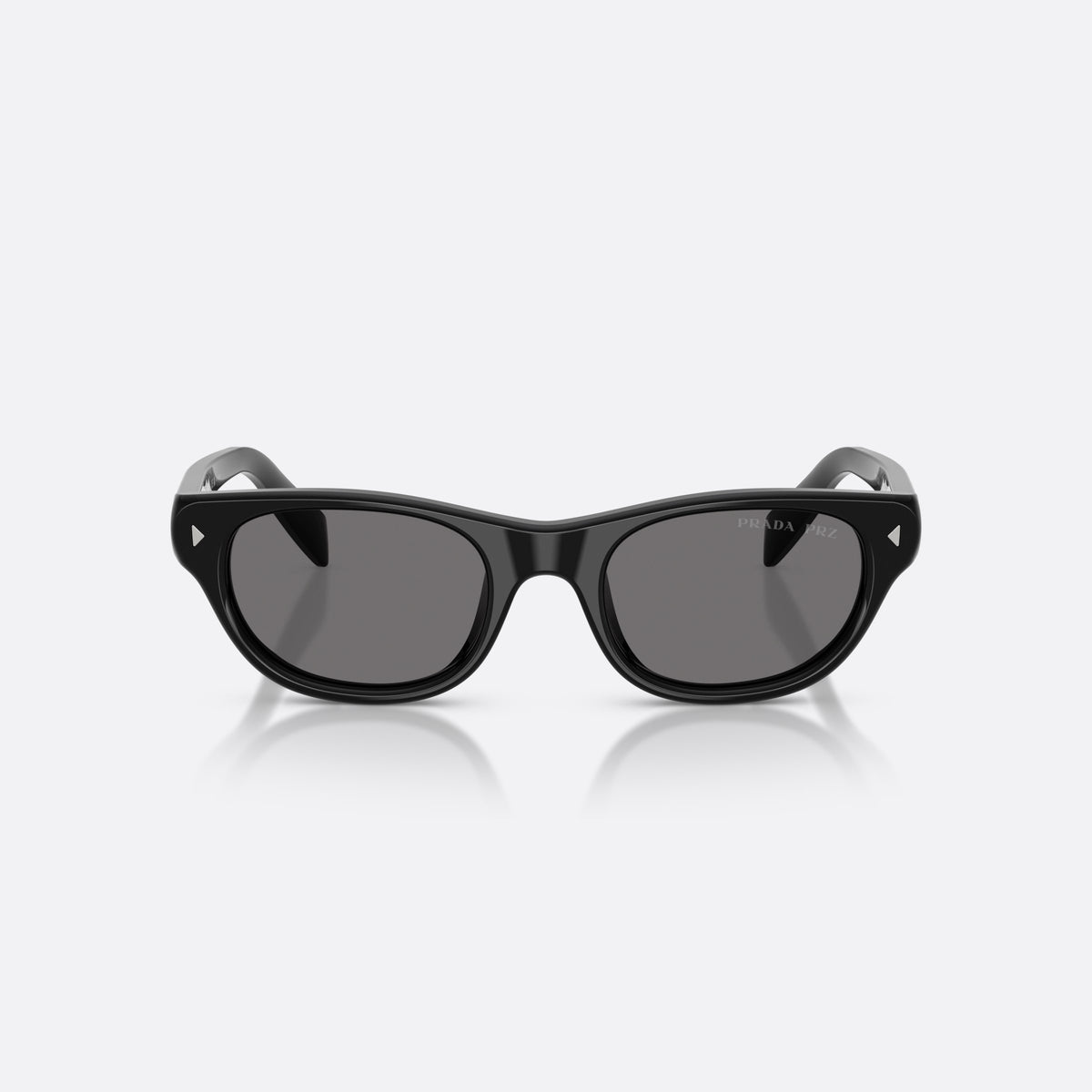 Prada PR C08S 16K90T sunglasses, black cat eye frame for women, keyhole bridge, brand lettering on temples, full-rim frame, front view