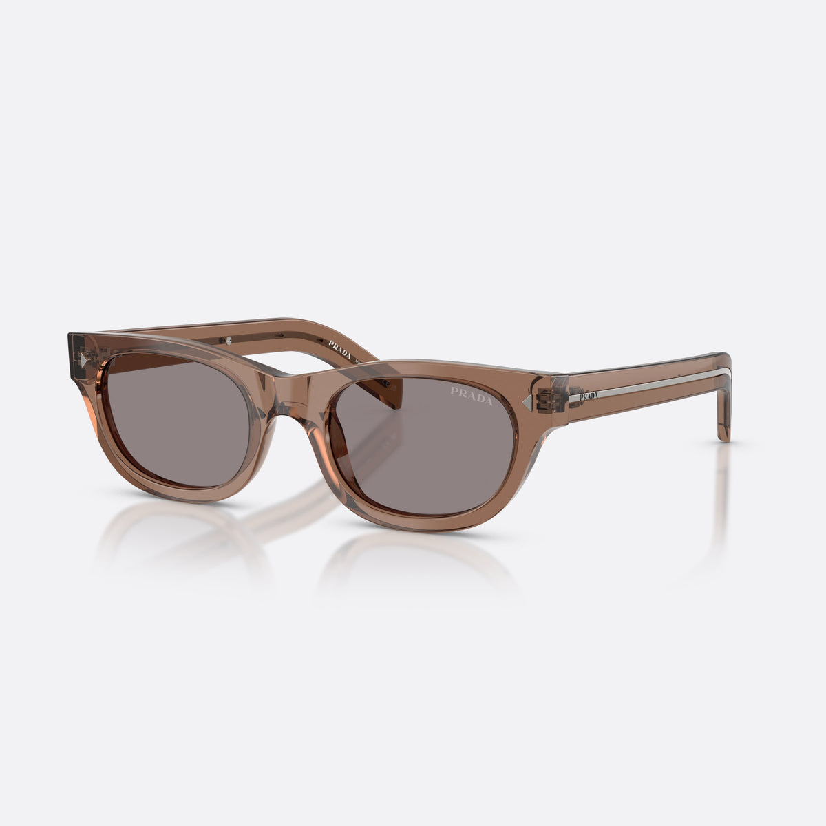 Ochelari de soare Prada PR C09S 28I03D, cat eye maro, pentru bărbați, punte integrată simplă, literele brandului pe brațe