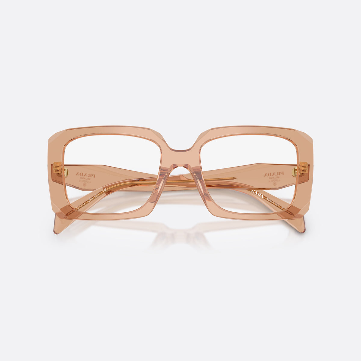 Rame ochelari de vedere Prada PR C09V 20H1O1, pillow maro, pentru femei, punte keyhole, logo-ul brandului pe braț, ramă completă, cu brațele pliate