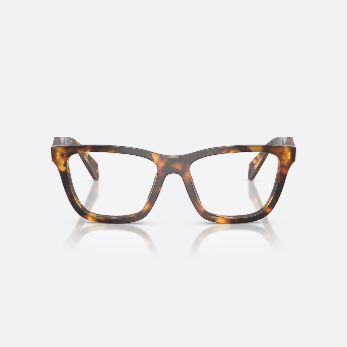 Prada PR C10V 14L1O1 eyeglasses, havana butterfly frame for women, plain bridge, integrated into frame, full-rim frame, front view