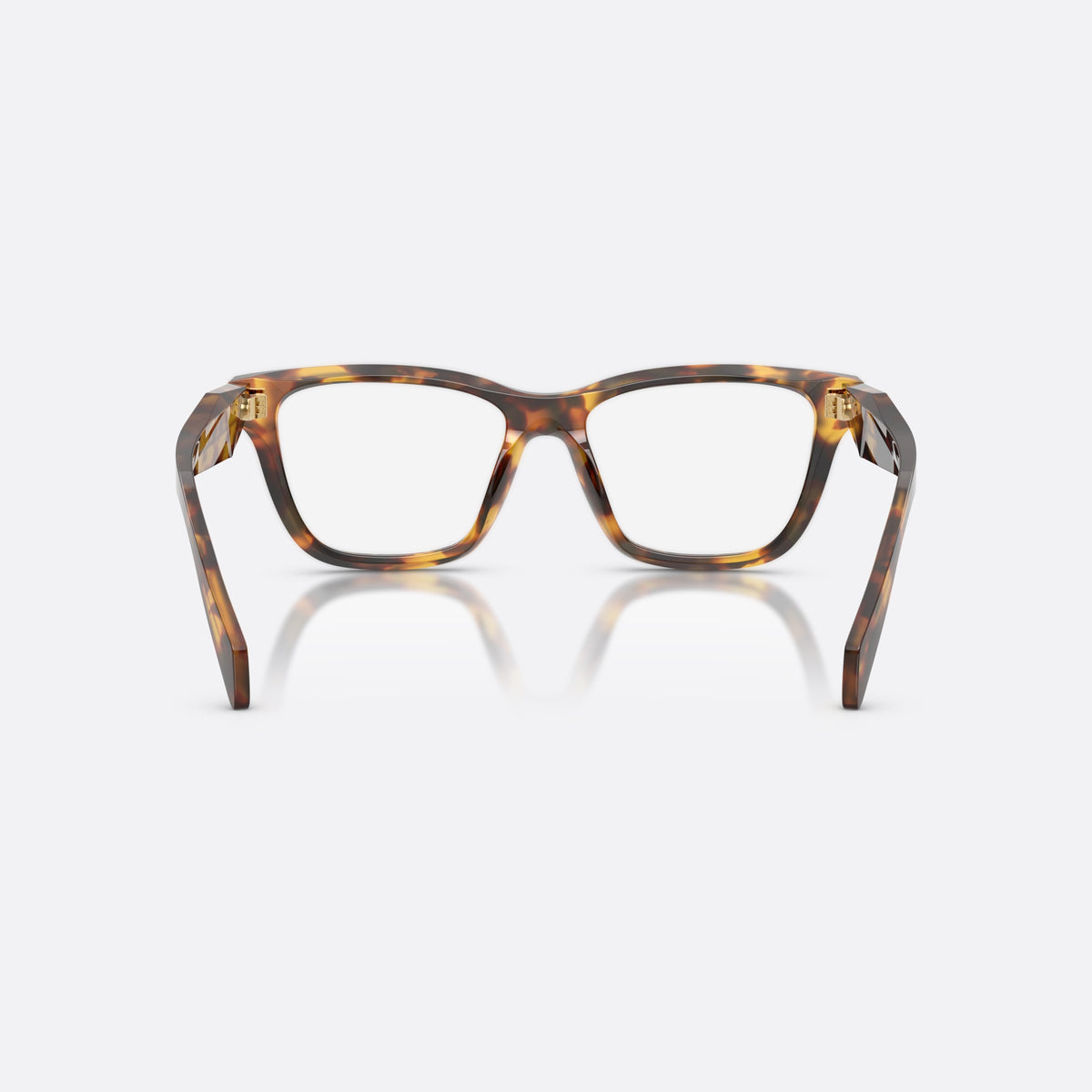 Prada PR C10V 14L1O1 eyeglasses, havana butterfly frame for women, plain bridge, integrated into frame, full-rim frame, back view