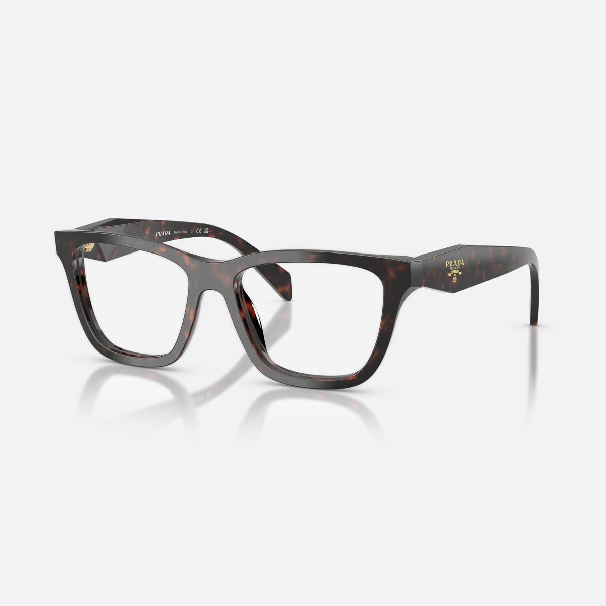 Rame ochelari de vedere Prada PR C10V 17N1O1, fluture havana, pentru femei, punte simplă, integrată în față, logo al brandului pe braț