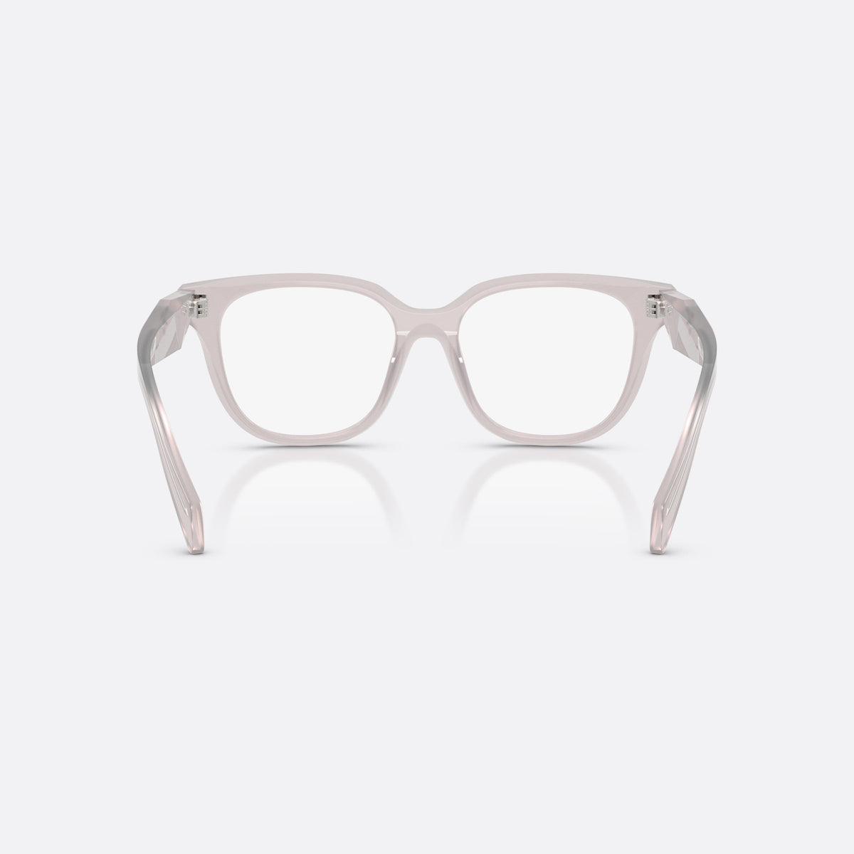 Prada PR C11V 29G1O1 eyeglasses, brown butterfly frame for women, plain integrated bridge, brand lettering on the temples, back view